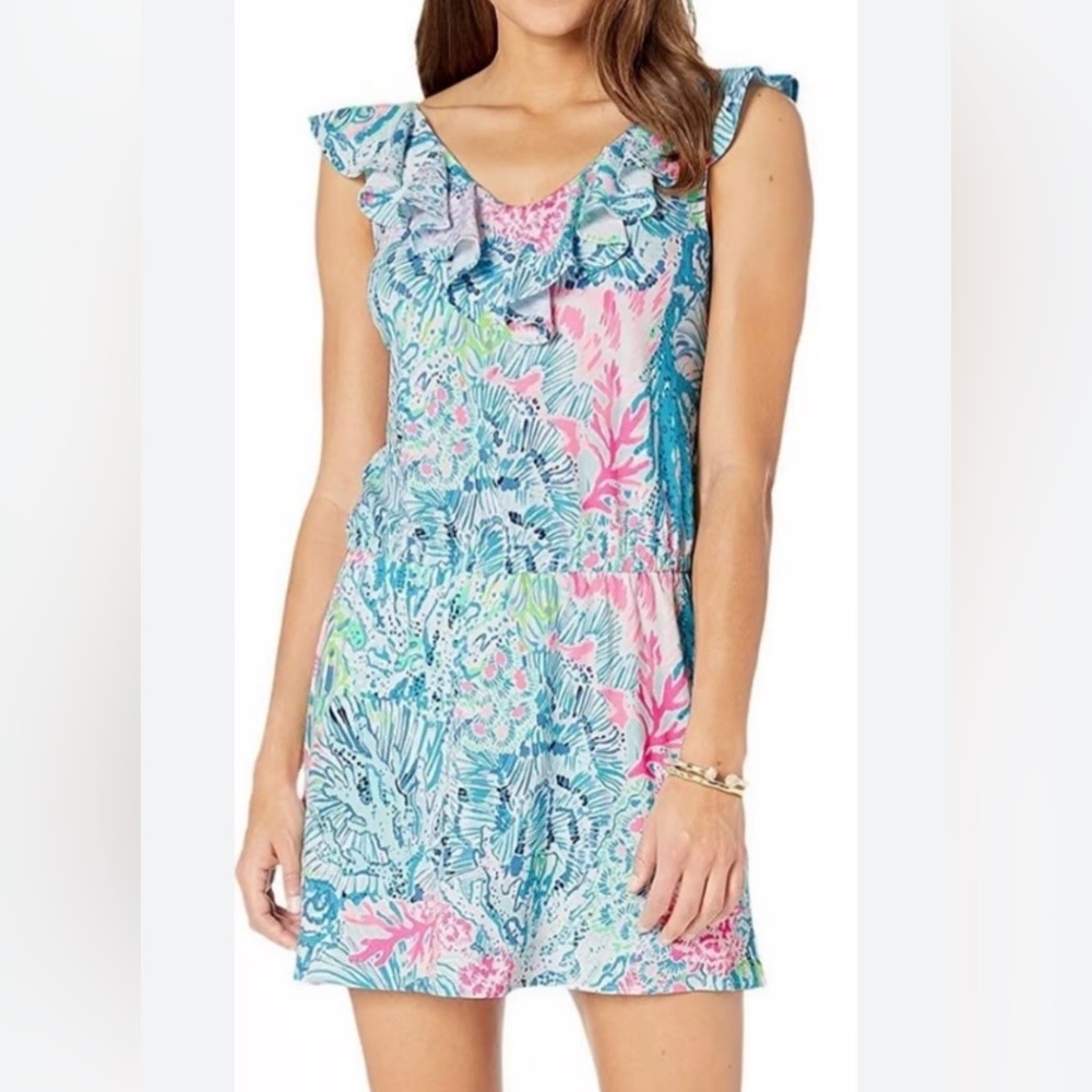 Lilly Pulitzer Alessa Romper Dress “Sink or Swim" Print NWT Size Small
